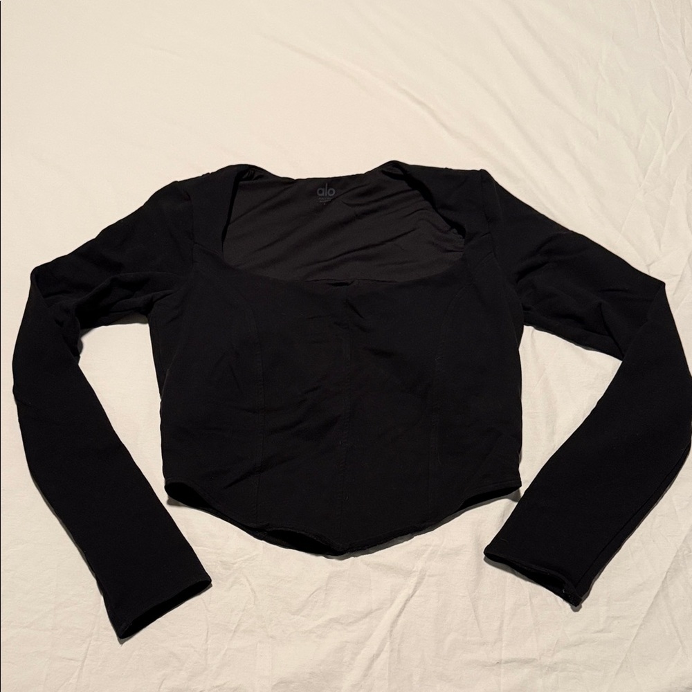 ALO Yoga Elegant Black Long Sleeve Top